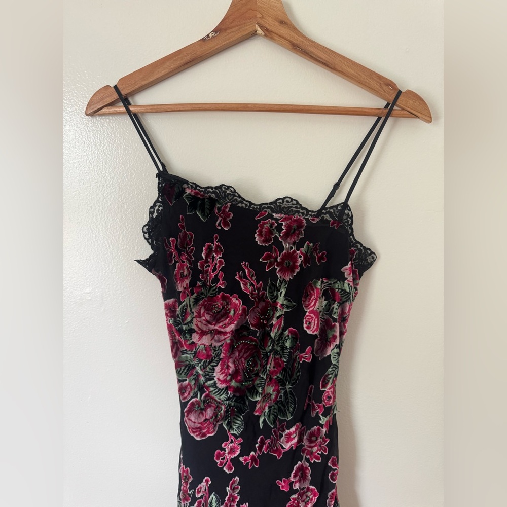 ❌SOLD❌💖🌹Vintage Betsey Johnson Velour lace rose cocktail dress - Picture 3 of 8